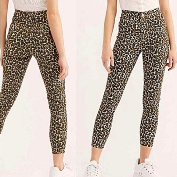 Free PEOPLE We the free Leopard high waist Skinny Jeans size 25 B1 - Picture 11 of 12